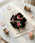 Midnight Rose Floral Scrunchie