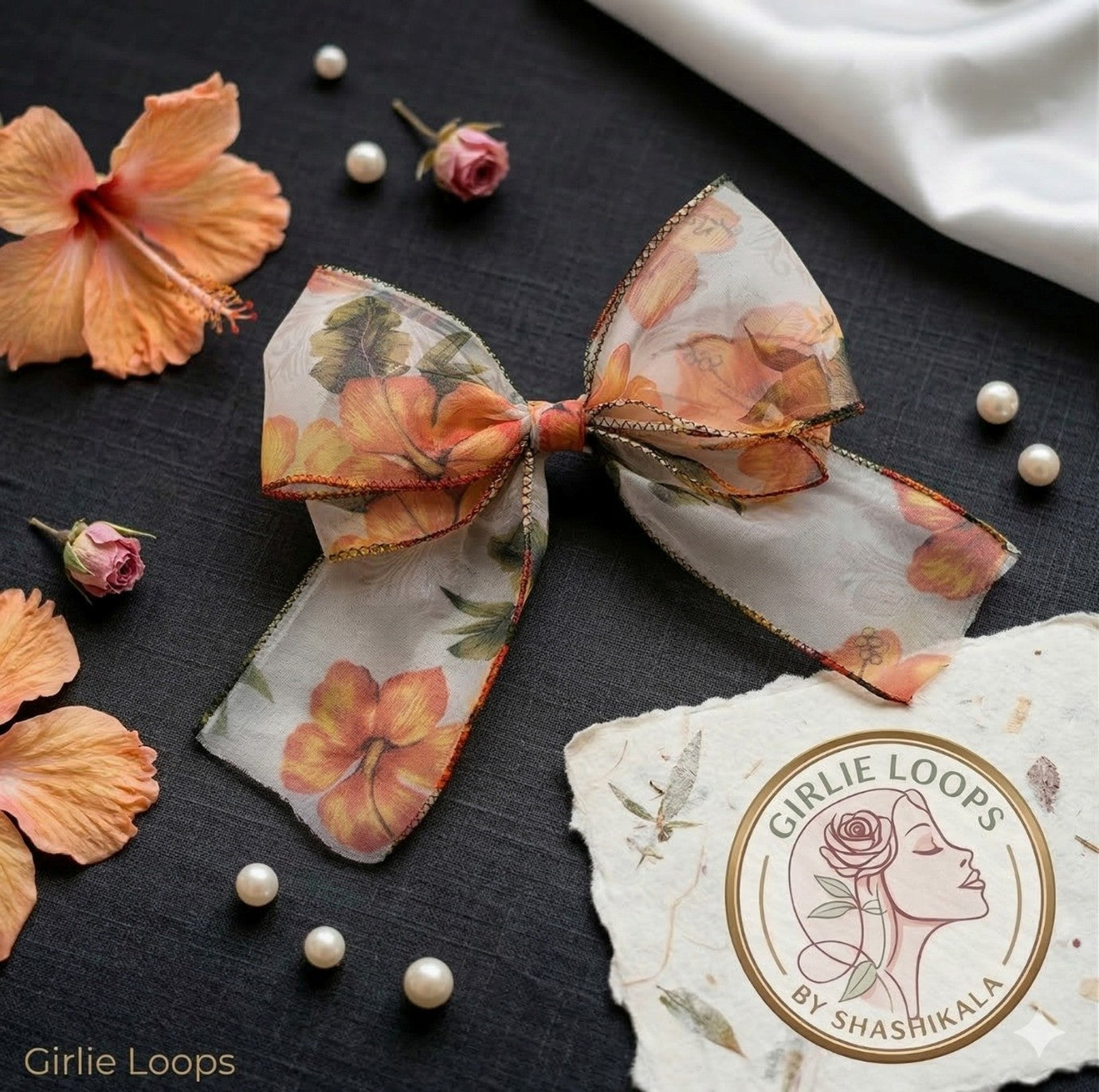 Sunset Organza Bow Clip