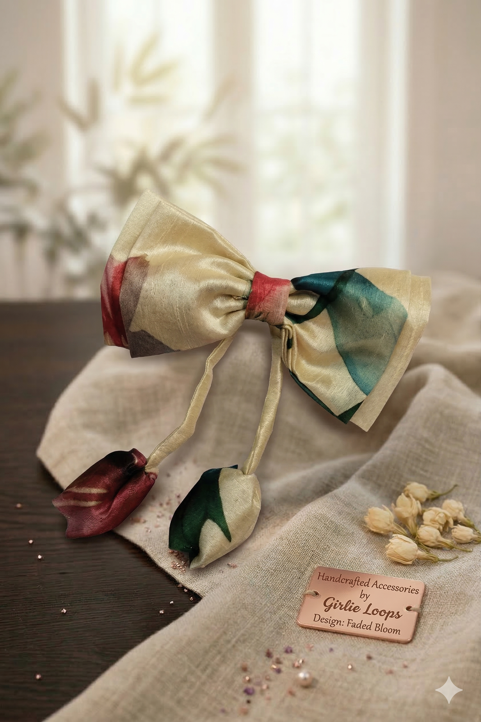 Watercolor Floral Tulip Bow Clip