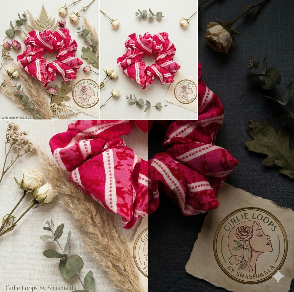 Fuchsia Dream Patterned Scrunchie