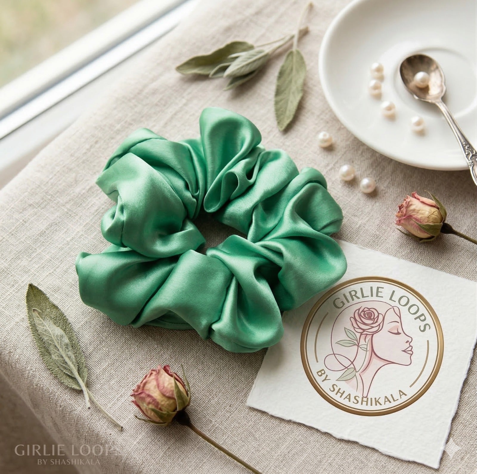 Sage Serenity Satin Cloud Scrunchie